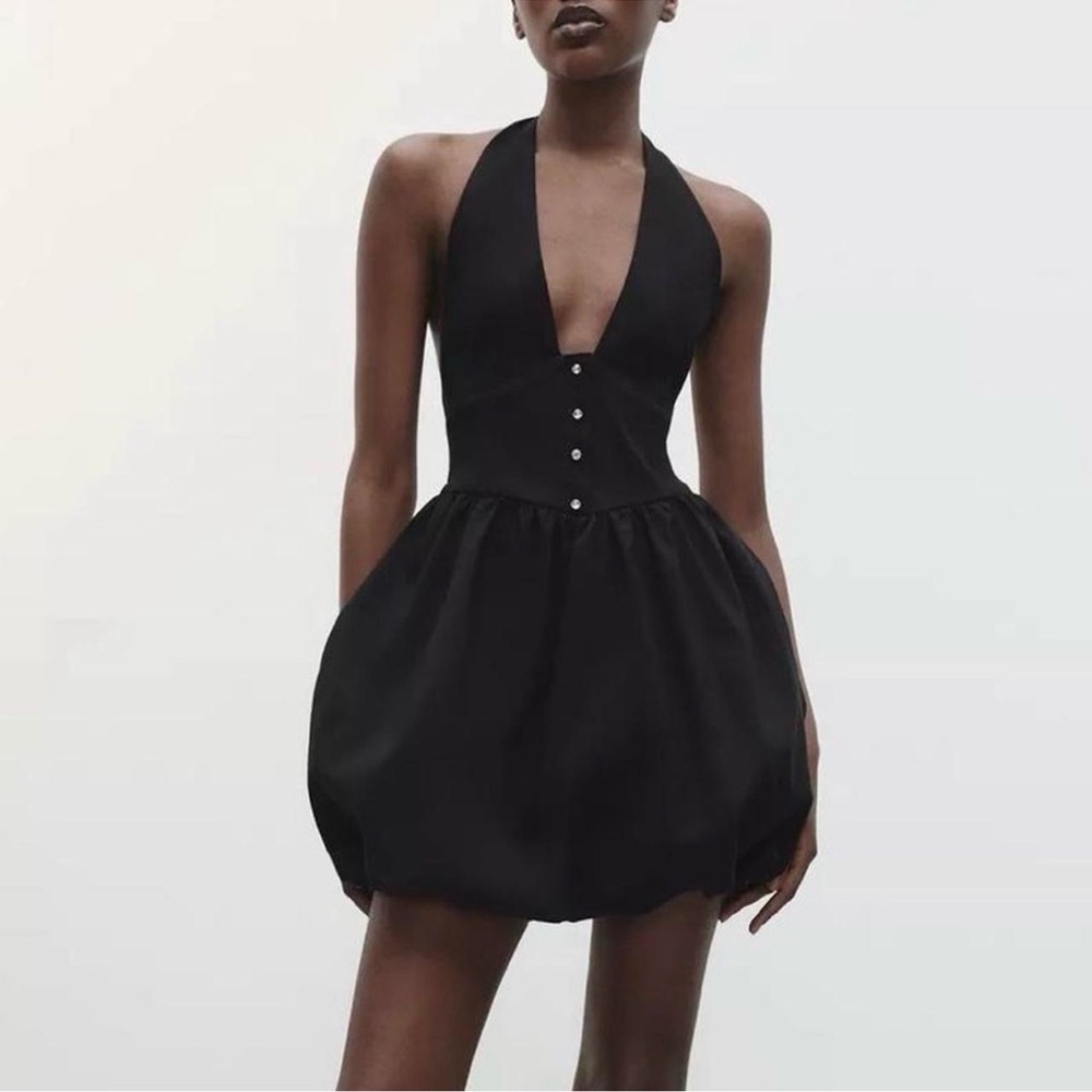 🔥NWT Zara🔥 Black Backless Halter Dress